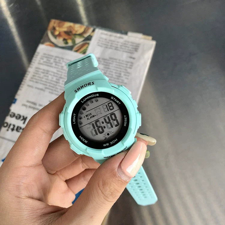 Electronic Watch Silicone Round For Female Middle School Students Korean Simple Trendy Sports Candy Color Luminous Multifunctional - Image 8