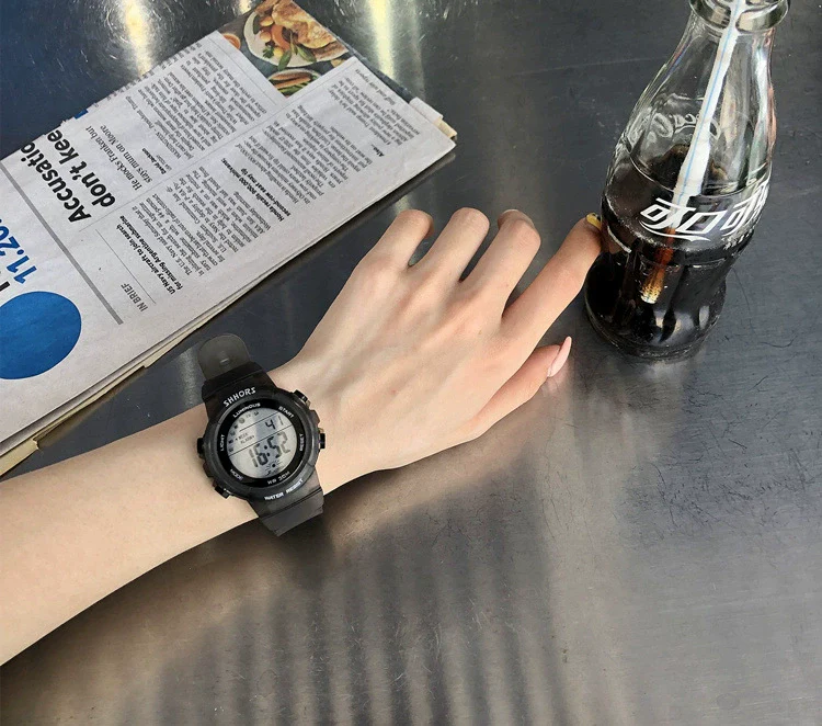 Electronic Watch Silicone Round For Female Middle School Students Korean Simple Trendy Sports Candy Color Luminous Multifunctional - Image 9