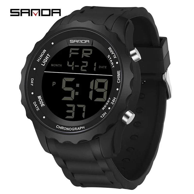 Electronic Watch Silicone Strap Abs Case Acrylic Mirror Round Dial Camouflage Series Outdoor Sports Multifunction - Image 12