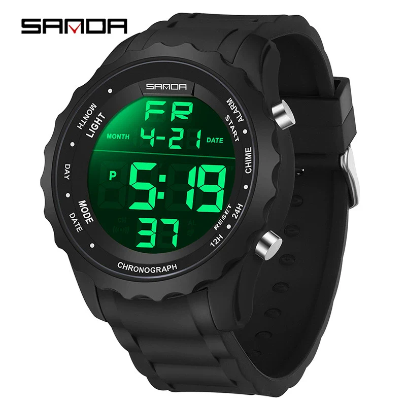 Electronic Watch Silicone Strap Abs Case Acrylic Mirror Round Dial Camouflage Series Outdoor Sports Multifunction - Image 3
