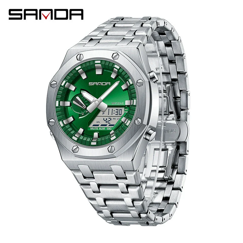 Electronic Watch Zinc Alloy Case Steel Band Round Dial Fashionable Multifunctional Men's Watch - Image 8