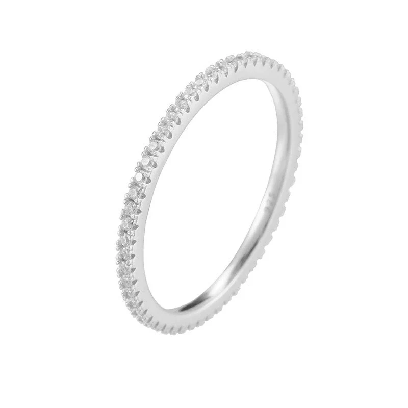 Elegant Stacked Style Geometric Micropaved Zircon Diamond Inlay Women's Sterling Silver Ring With White And Rose Gold Plating - Image 5