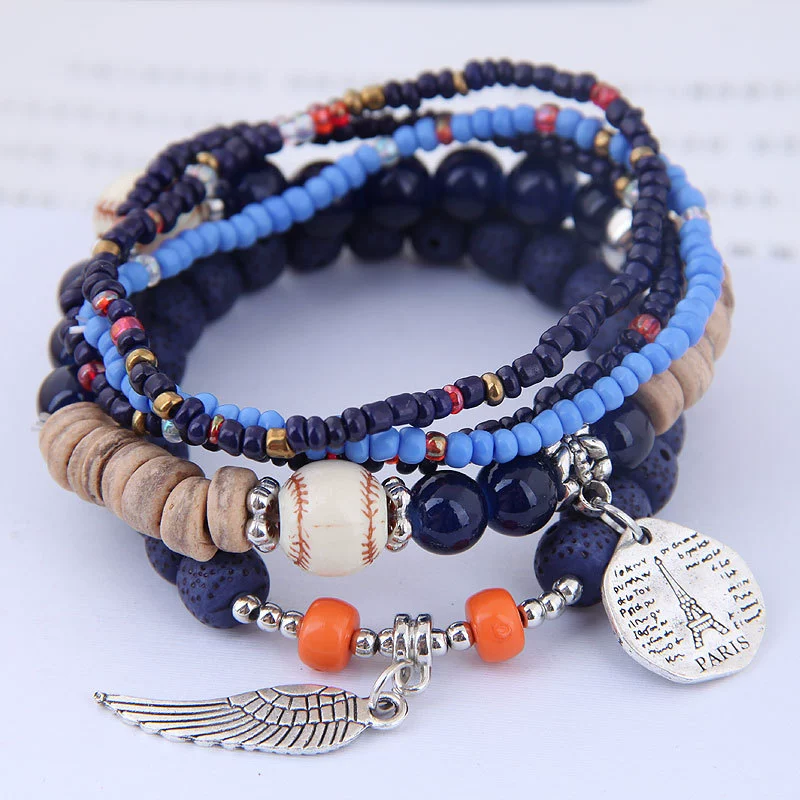 Ethnic Style Geometric Alloy Tribal Women's Bracelet With Disc Tower Wings And Rice Beads - Image 7