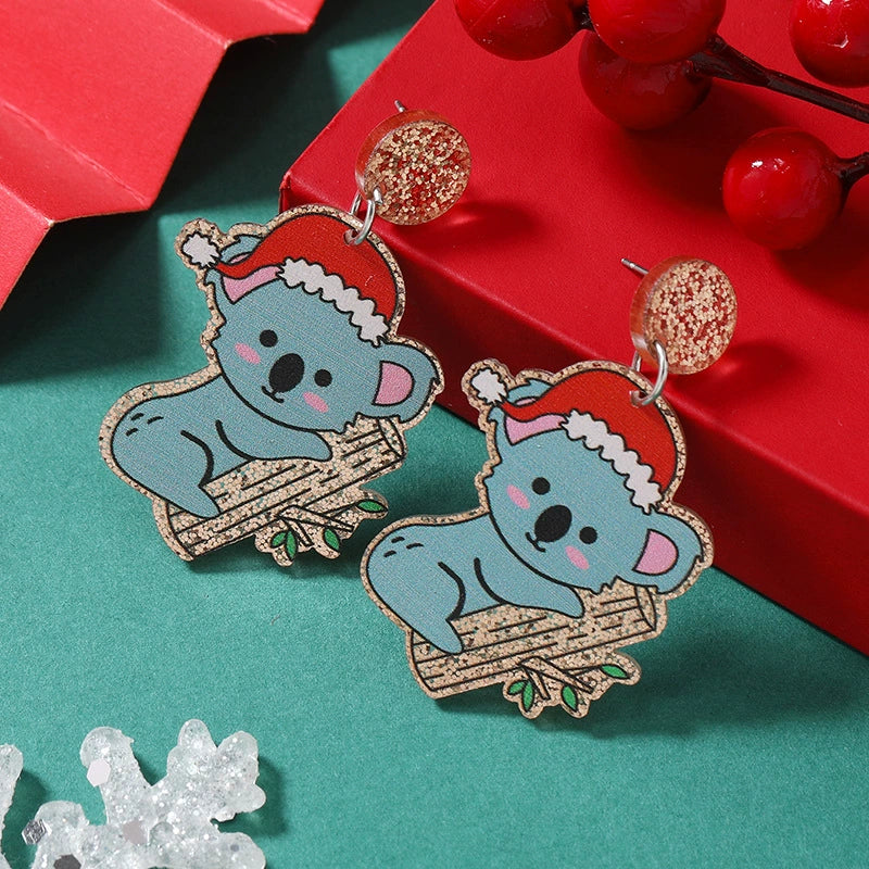 Exaggerated Christmas Earrings Acrylic Geometric Animal Style Jewelry For Women - Image 4