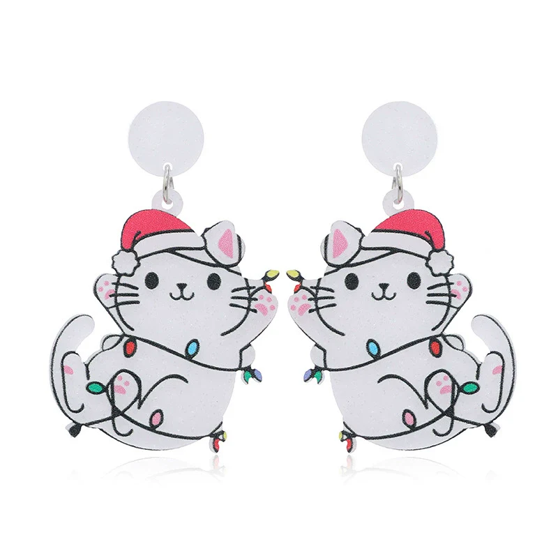 Exaggerated Christmas Earrings Acrylic Geometric Animal Style Jewelry For Women - Image 5