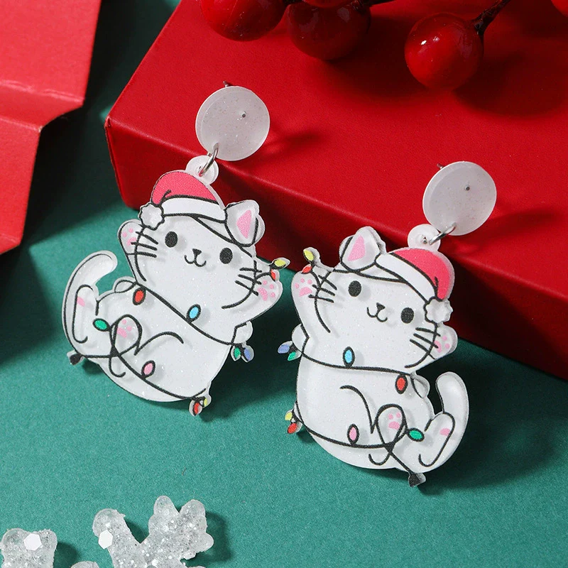 Exaggerated Christmas Earrings Acrylic Geometric Animal Style Jewelry For Women - Image 7