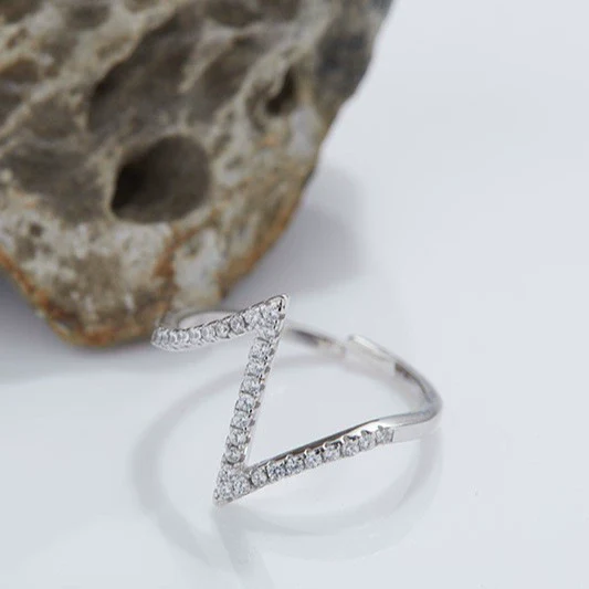 Exaggerated Design Luxury Zircon S925 Sterling Silver Geometric Open Ring For All Gender - Image 2