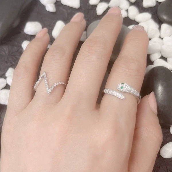 Exaggerated Design Luxury Zircon S925 Sterling Silver Geometric Open Ring For All Gender - Image 3
