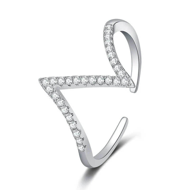 Exaggerated Design Luxury Zircon S925 Sterling Silver Geometric Open Ring For All Gender - Image 4