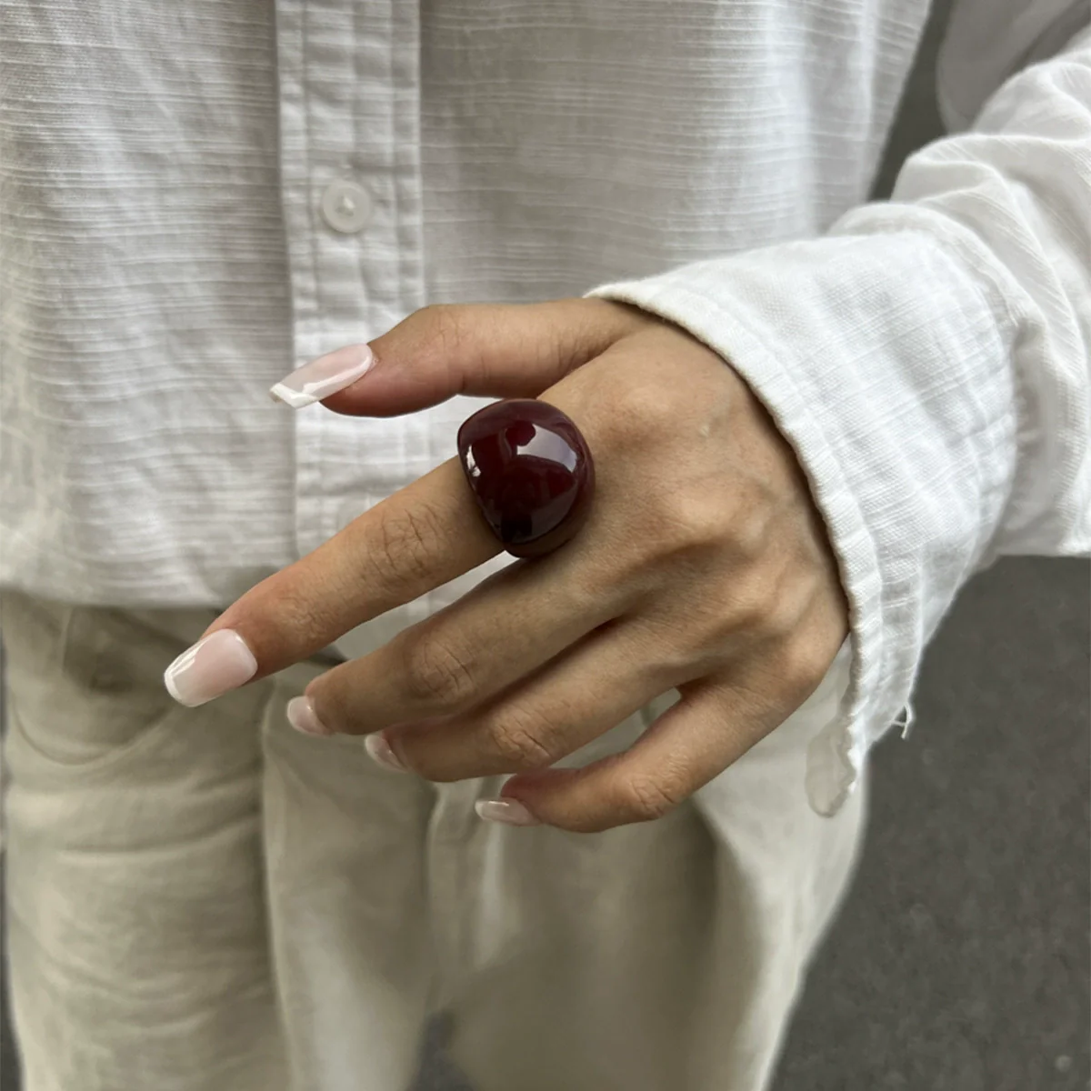 Exaggerated Fashion Candy Color Acrylic Geometric Ring Jewelry For Women - Image 14