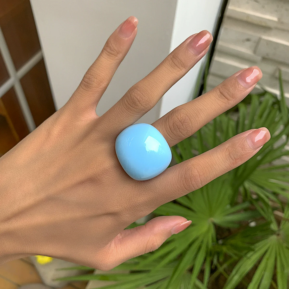 Exaggerated Fashion Candy Color Acrylic Geometric Ring Jewelry For Women - Image 7