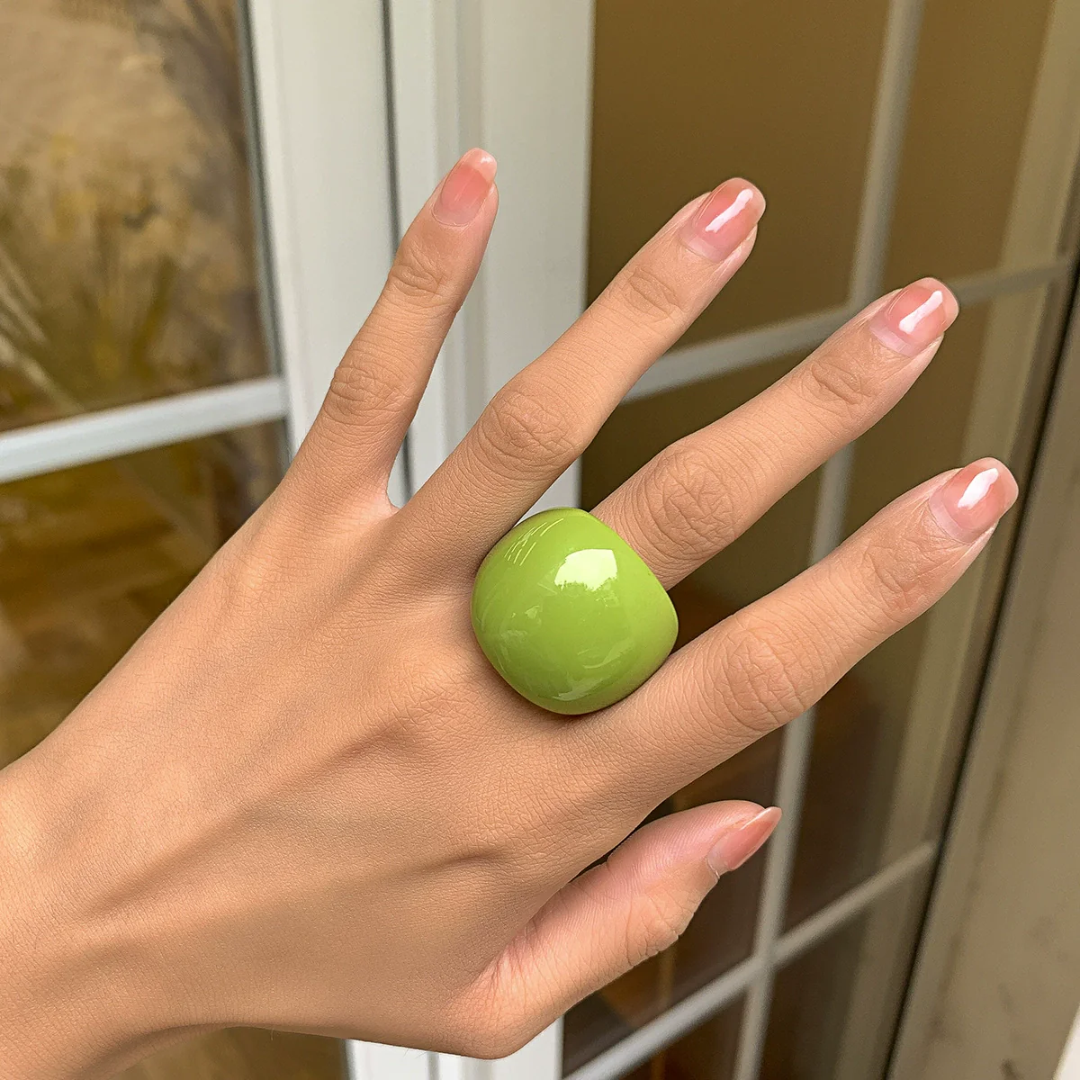 Exaggerated Fashion Candy Color Acrylic Geometric Ring Jewelry For Women - Image 9