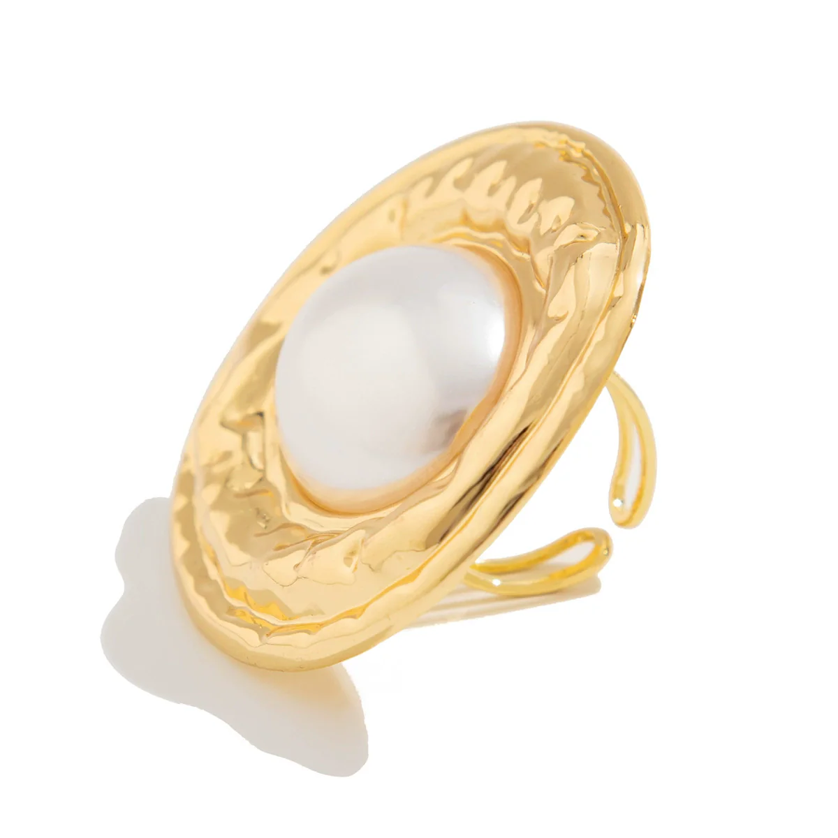Exaggerated Geometric Oval Wide Bracelet Iron Imitation Pearl Electroplated - Image 5