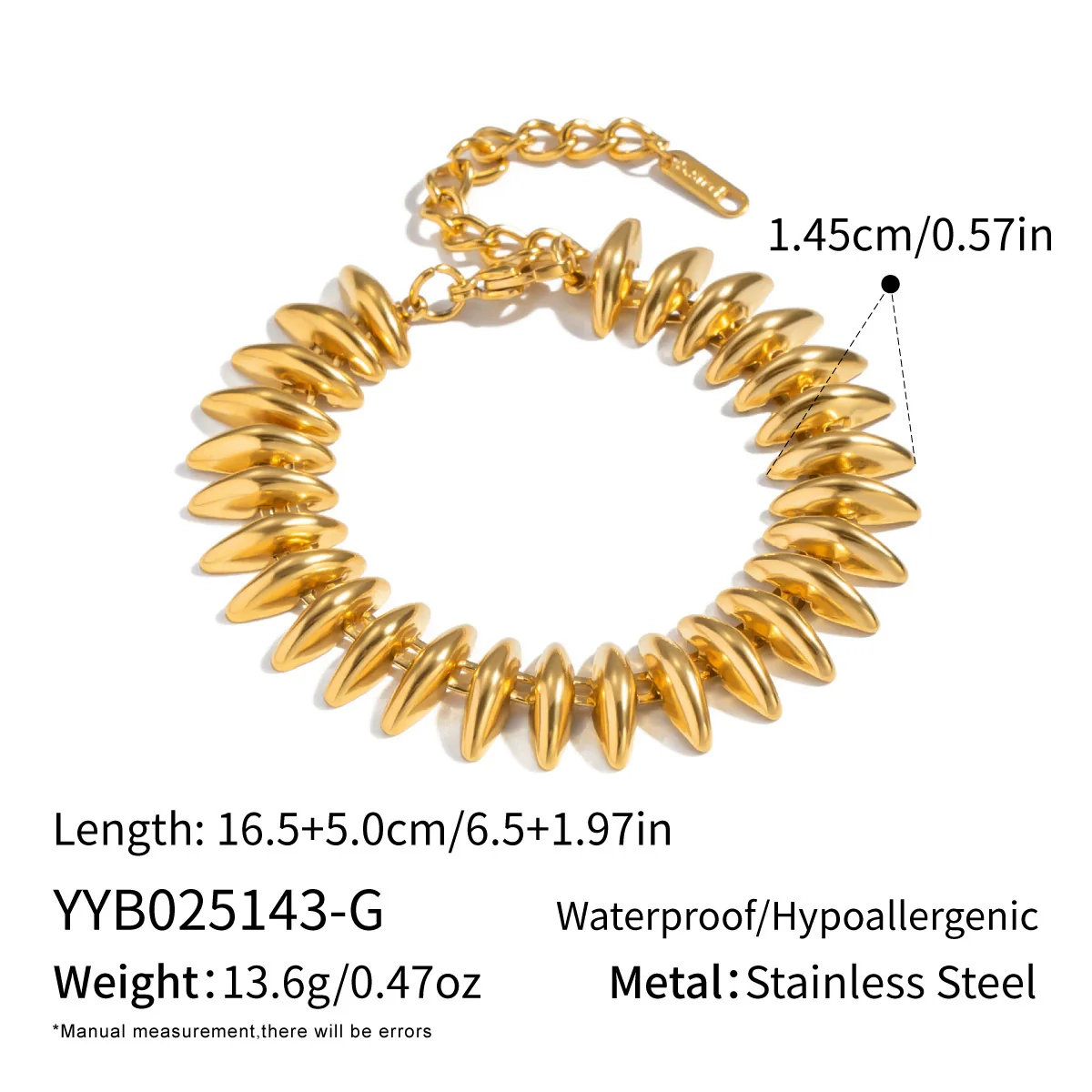 Exaggerated Heavyduty Handmade Stainless Steel Electroplated Bullet Necklace And Bracelet Jewelry Accessories For Women - Image 8