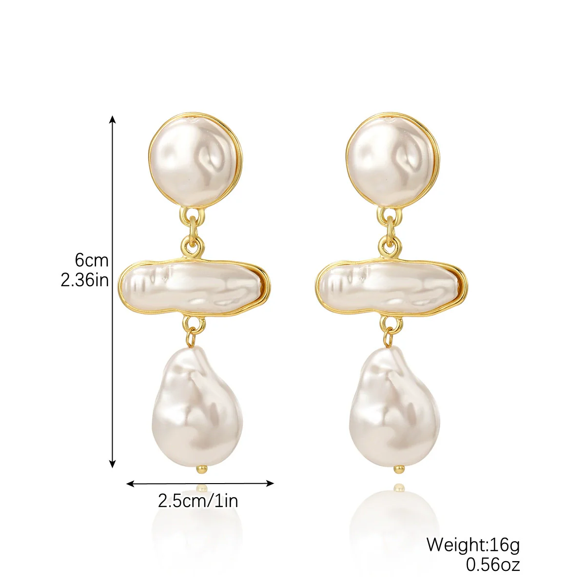 Exaggerated Imitation Pearl Earrings Heart Ushape Drop Shape Geometric For Women - Image 10