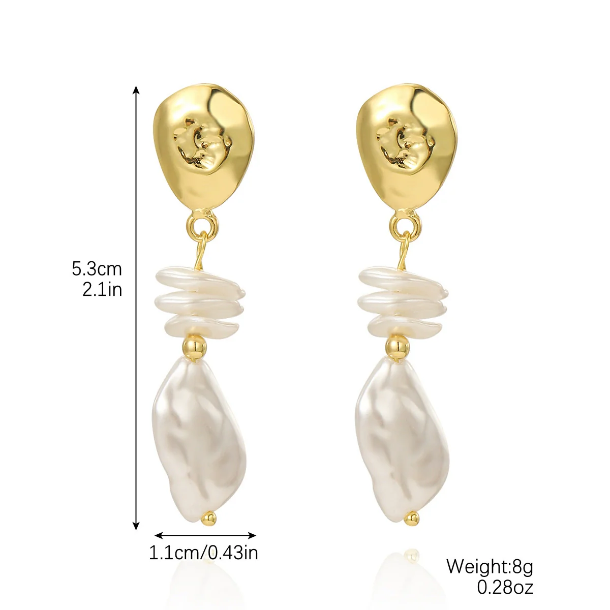 Exaggerated Imitation Pearl Earrings Heart Ushape Drop Shape Geometric For Women - Image 11