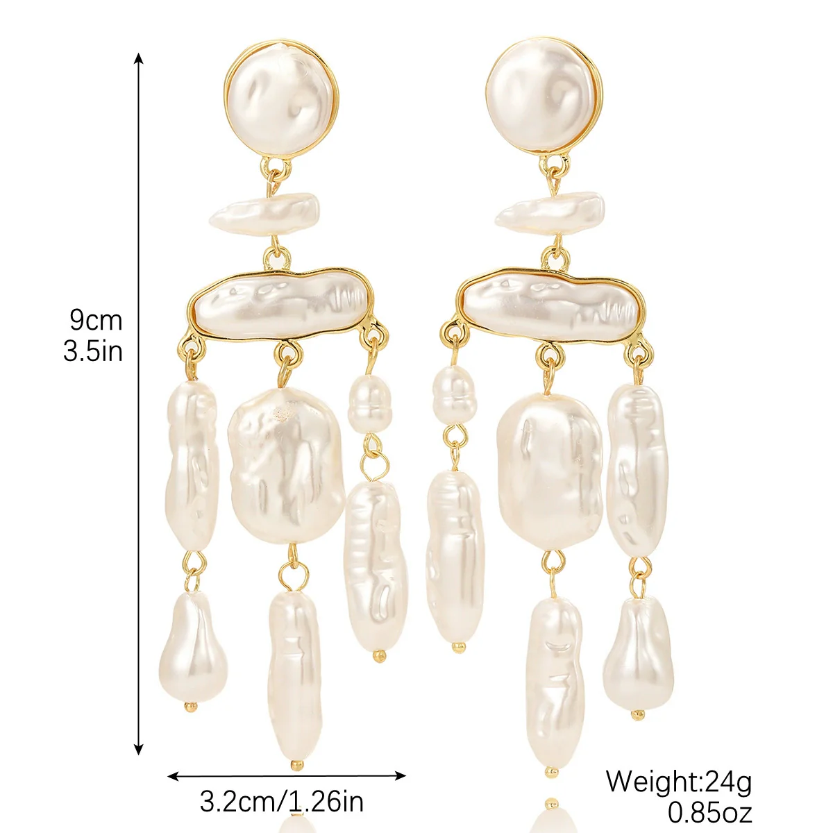 Exaggerated Imitation Pearl Earrings Heart Ushape Drop Shape Geometric For Women - Image 6