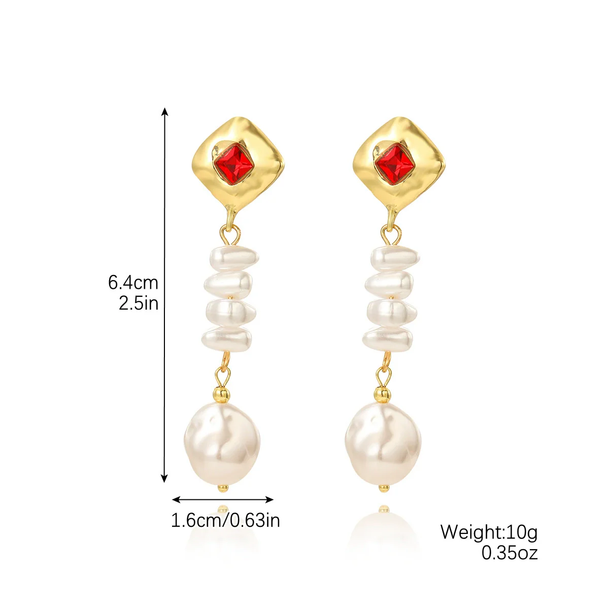 Exaggerated Imitation Pearl Earrings Heart Ushape Drop Shape Geometric For Women - Image 7
