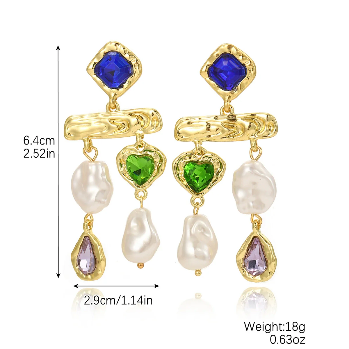 Exaggerated Imitation Pearl Earrings Heart Ushape Drop Shape Geometric For Women - Image 8
