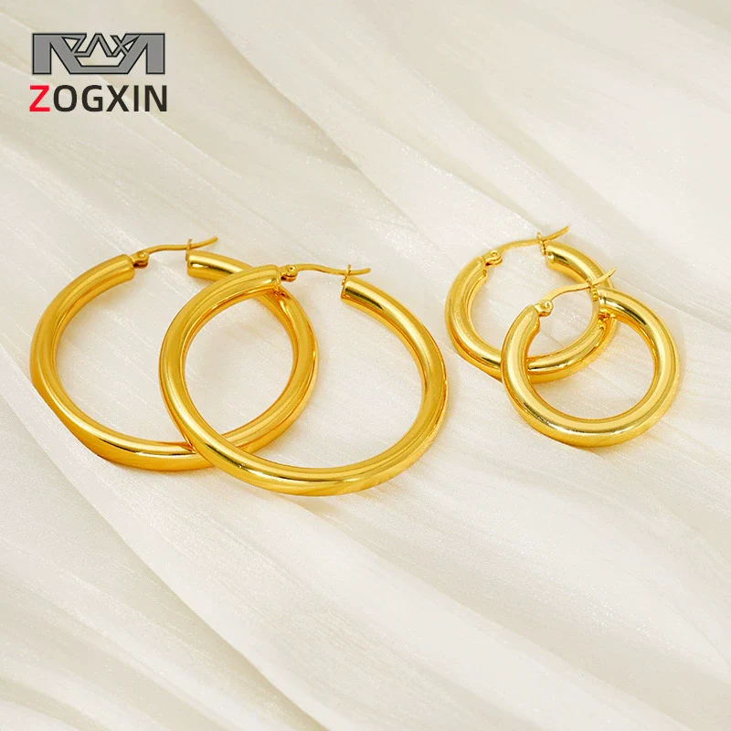 Exaggerated Large Ringshaped Geometric 316L Stainless Steel Earrings 18K Goldplated