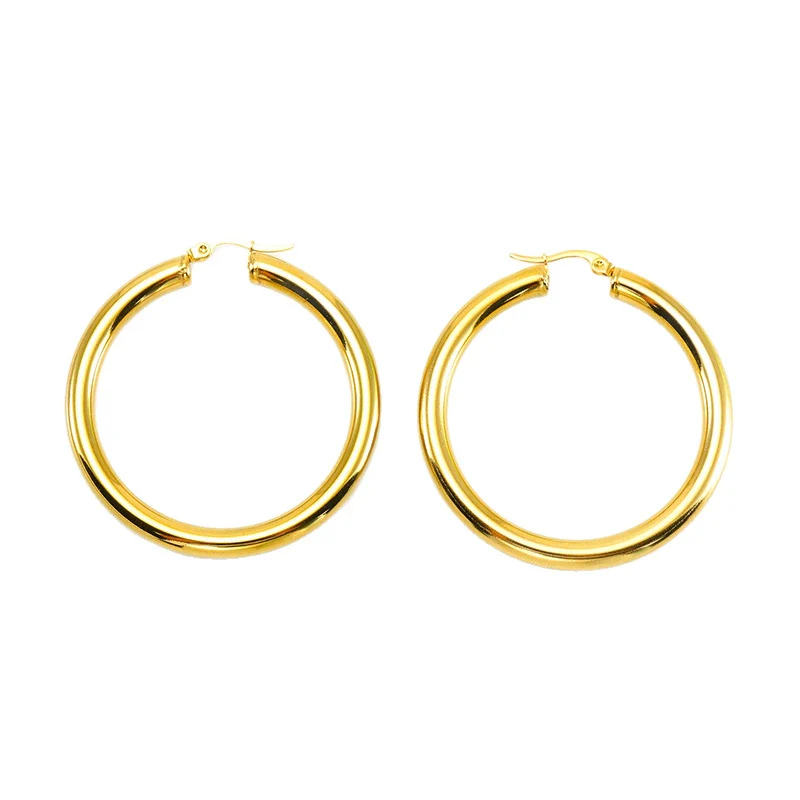 Exaggerated Large Ringshaped Geometric 316L Stainless Steel Earrings 18K Goldplated - Image 5