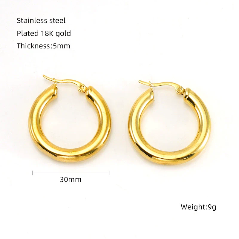 Exaggerated Large Ringshaped Geometric 316L Stainless Steel Earrings 18K Goldplated - Image 6