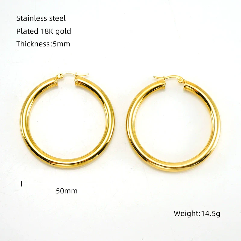Exaggerated Large Ringshaped Geometric 316L Stainless Steel Earrings 18K Goldplated - Image 7
