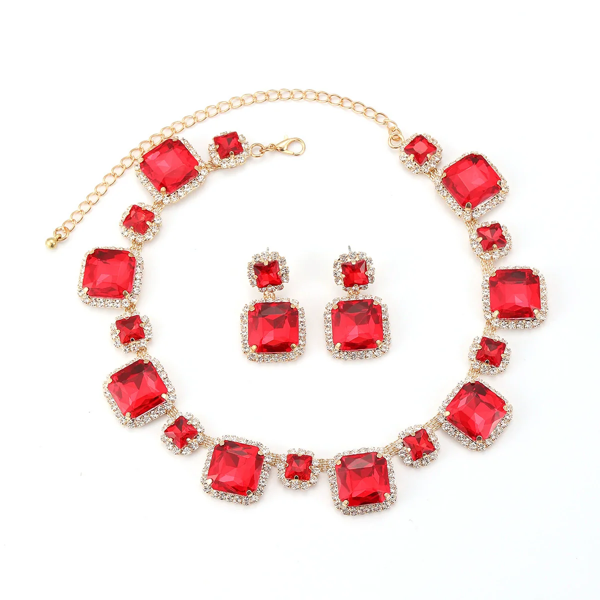 Exaggerated Luxury Artificial Crystal Snake Bone Chain Earrings Necklace Set With Fashion Ol And Geometric Style - Image 7
