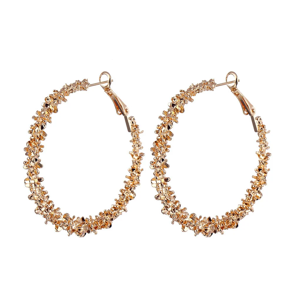 Exaggerated Personality Irregular Thorn Shape Large Circle Crystal Alloy Microinlay Geometric Earrings - Image 3