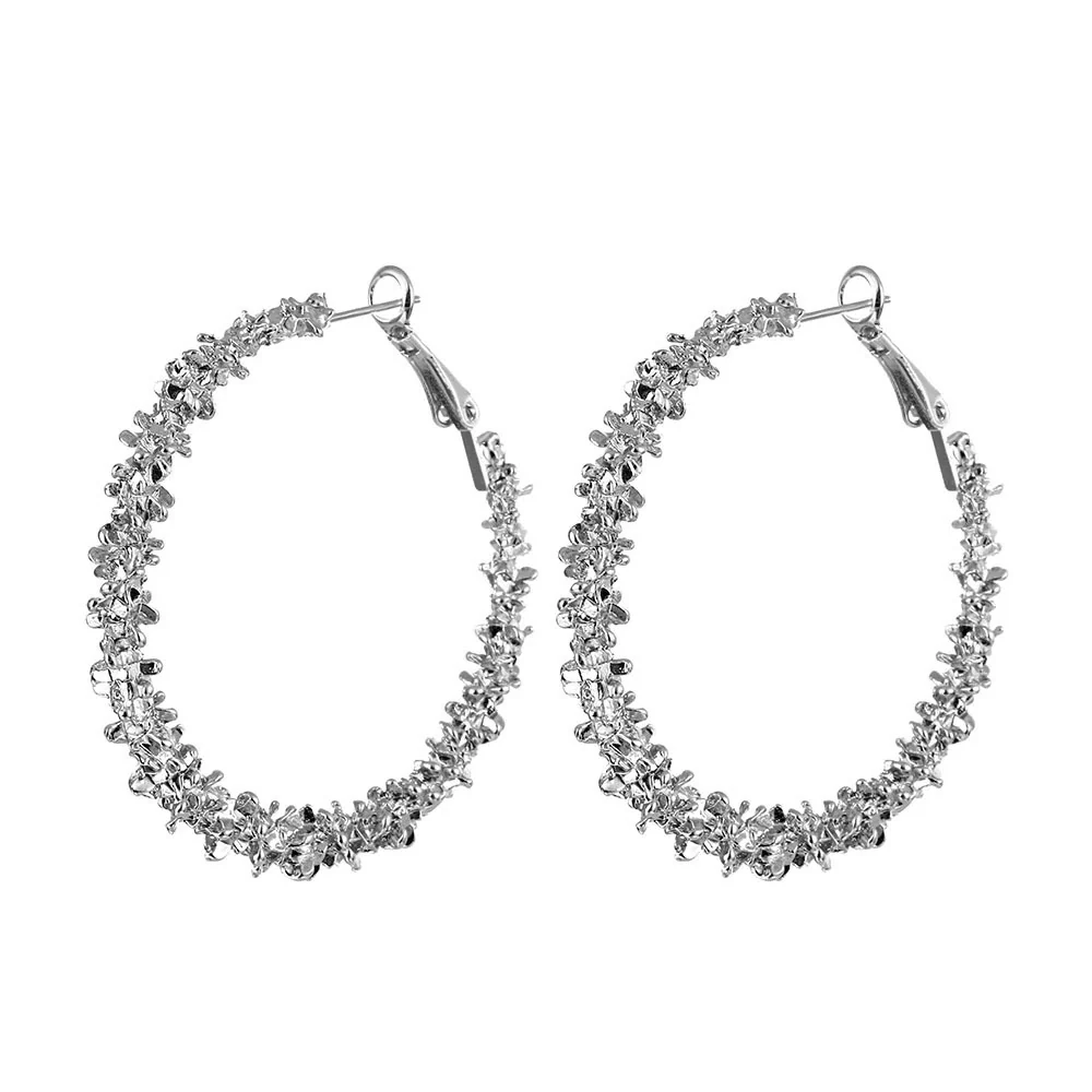 Exaggerated Personality Irregular Thorn Shape Large Circle Crystal Alloy Microinlay Geometric Earrings - Image 4
