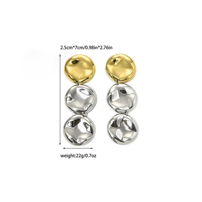 Exaggerated Shiny Pleated Round Tassel Dangle Geometric Stainless Steel Electroplated Women's Earrings - Image 8