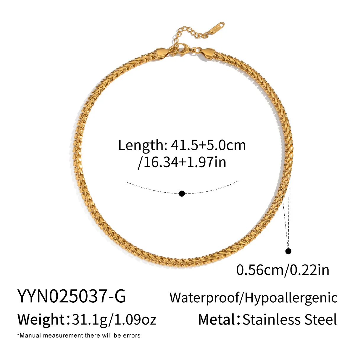 Exaggerated Stylish Geometric Snake Bone Whip Stainless Steel 18K Real Gold Plated Thick Chain Necklace For Women - Image 6