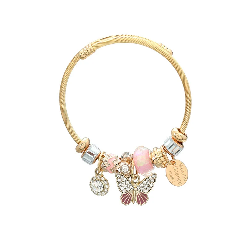 Exaggerated Women's Alloy Bracelets With Butterfly Pendants And Geometric Diamond Design - Image 6