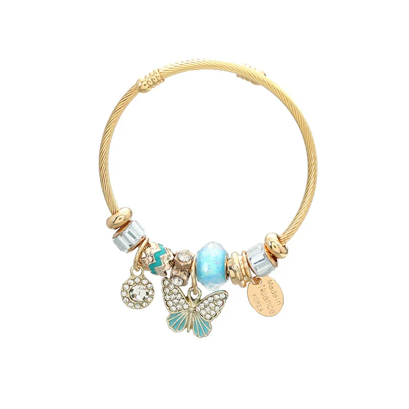 Exaggerated Women's Alloy Bracelets With Butterfly Pendants And Geometric Diamond Design - Image 8