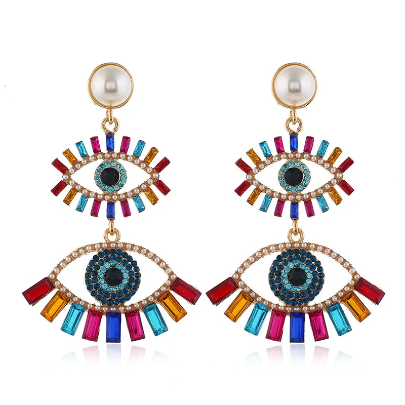 Exaggerated Women's Vintage Earrings Alloy With Diamond Design - Image 5