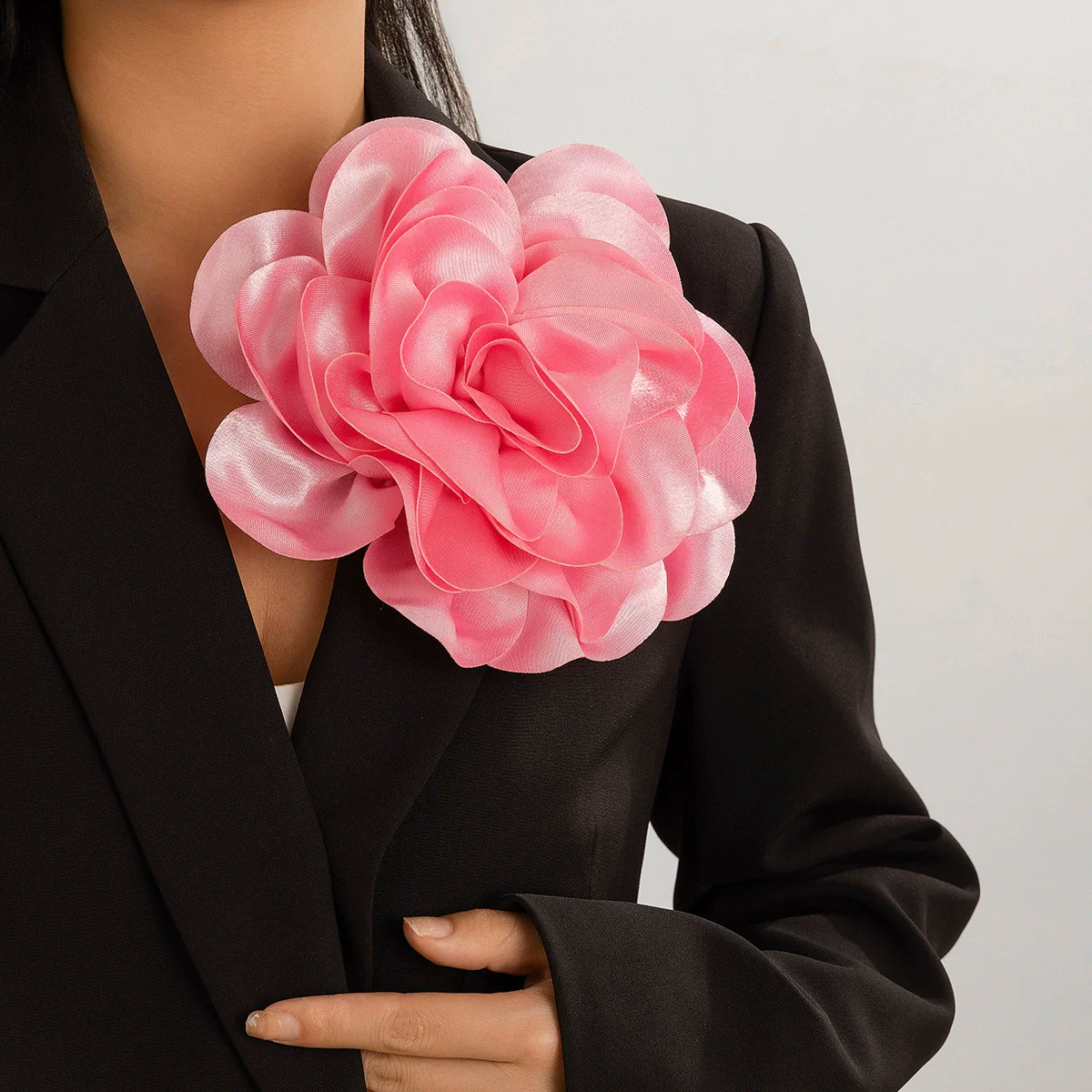 Fabric Exaggerated Big Flower Handmade Dualuse Brooch - Image 2