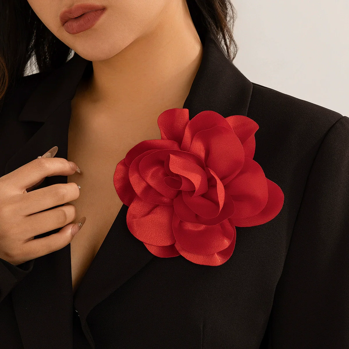 Fabric Flower Handmade Brooch And Duck Bill Clip For Women