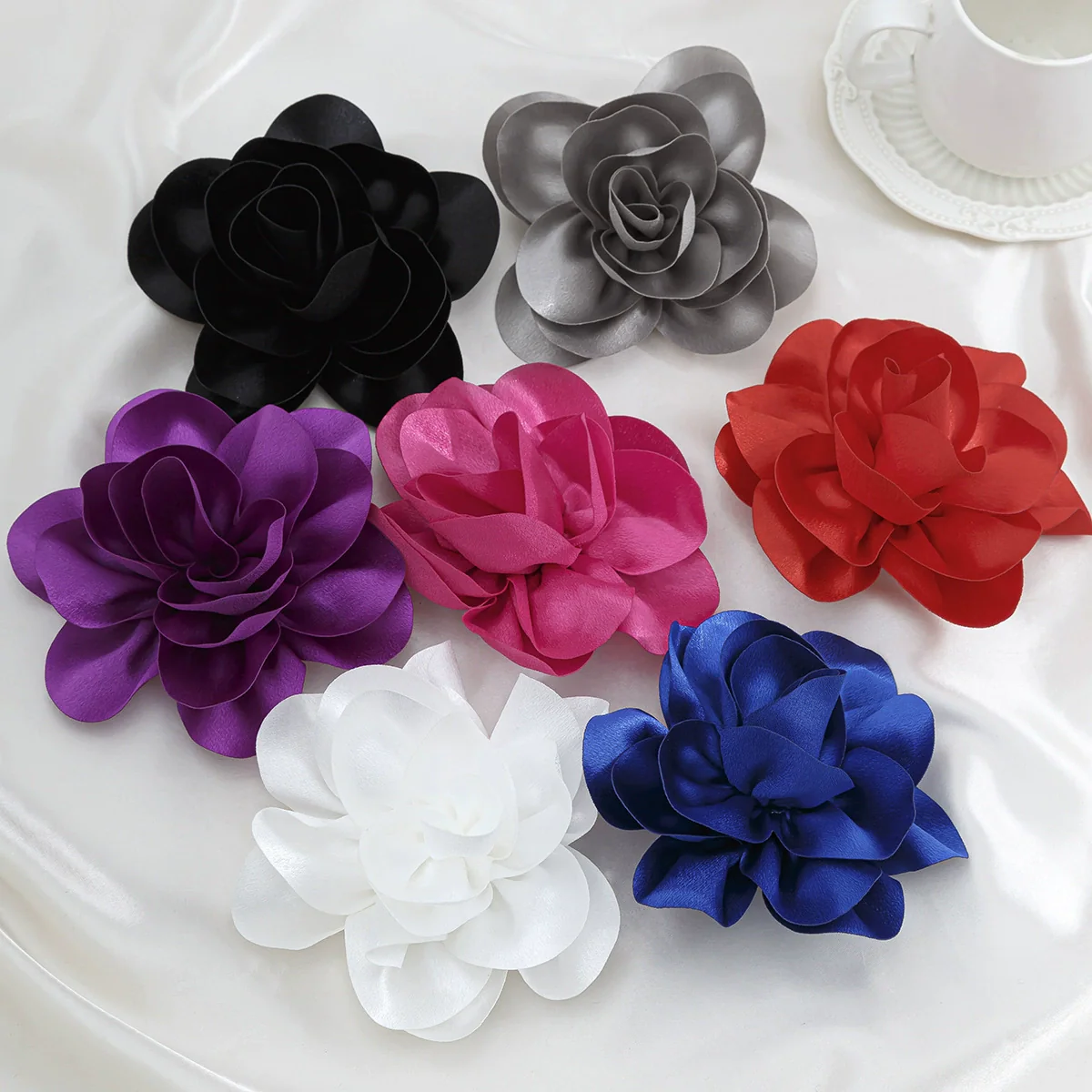 Fabric Flower Handmade Brooch And Duck Bill Clip For Women - Image 4