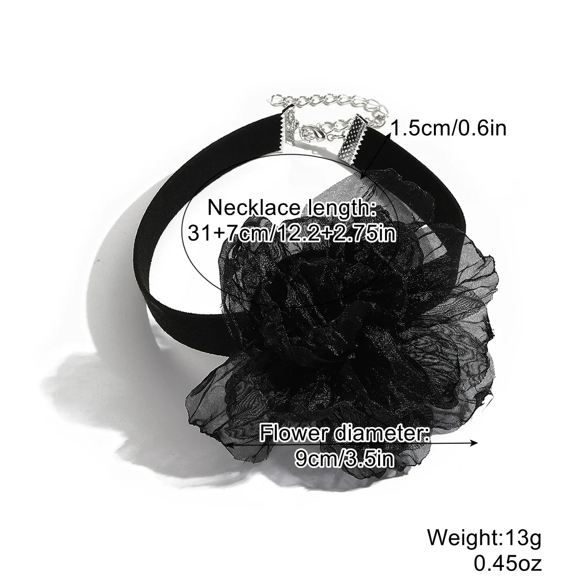 Fabric Flower Lace Ghost Flower Necklace With Geometric Design For Women - Image 15