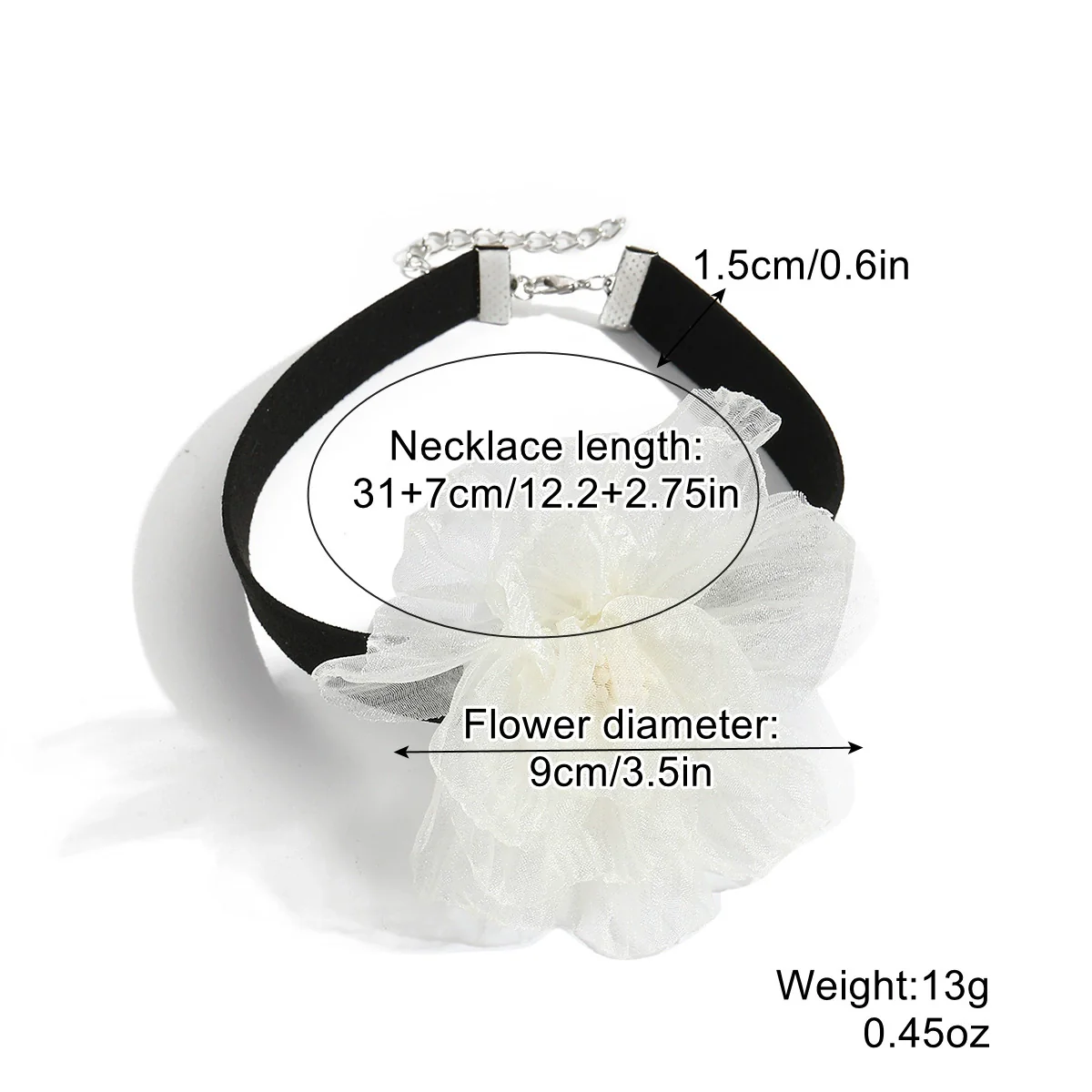 Fabric Flower Lace Ghost Flower Necklace With Geometric Design For Women - Image 16