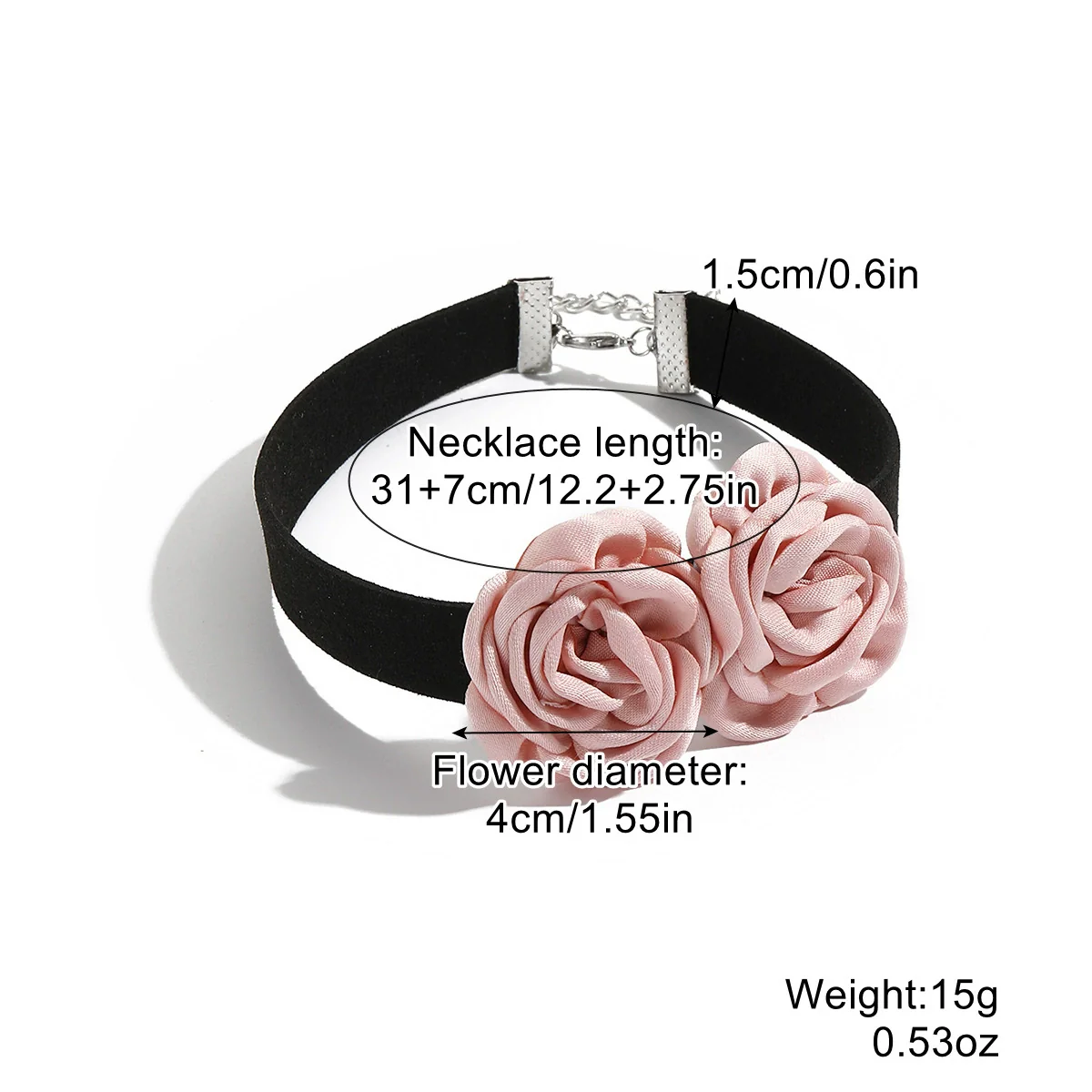 Fabric Flower Lace Ghost Flower Necklace With Geometric Design For Women - Image 17