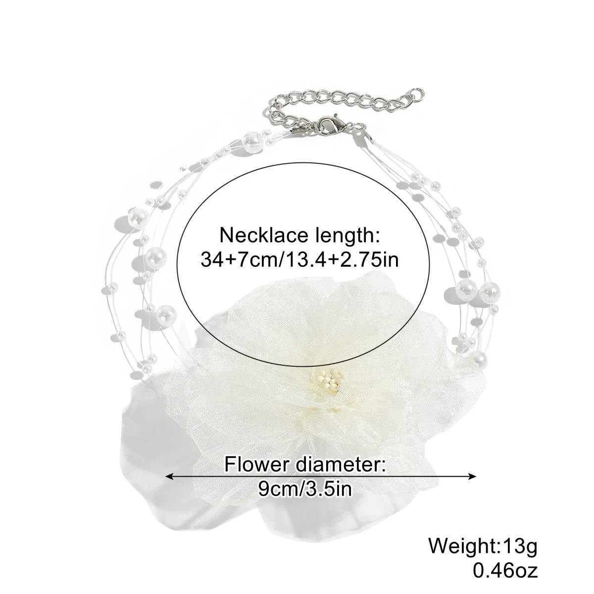 Fabric Flower Lace Ghost Flower Necklace With Geometric Design For Women - Image 18
