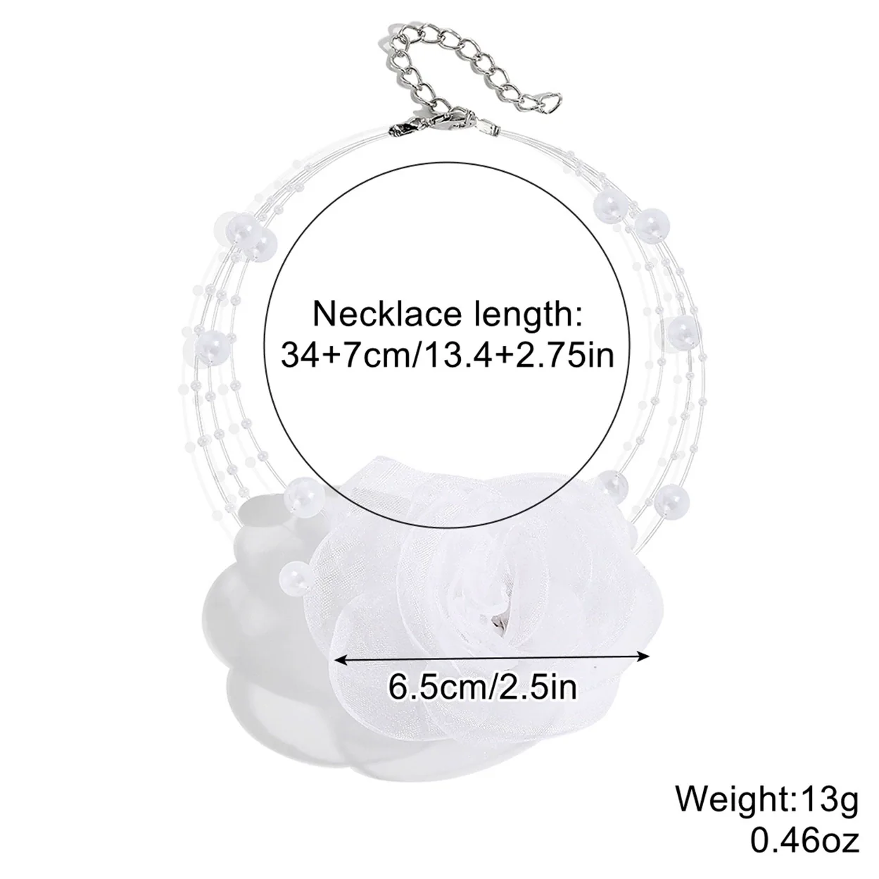 Fabric Flower Lace Ghost Flower Necklace With Geometric Design For Women - Image 19
