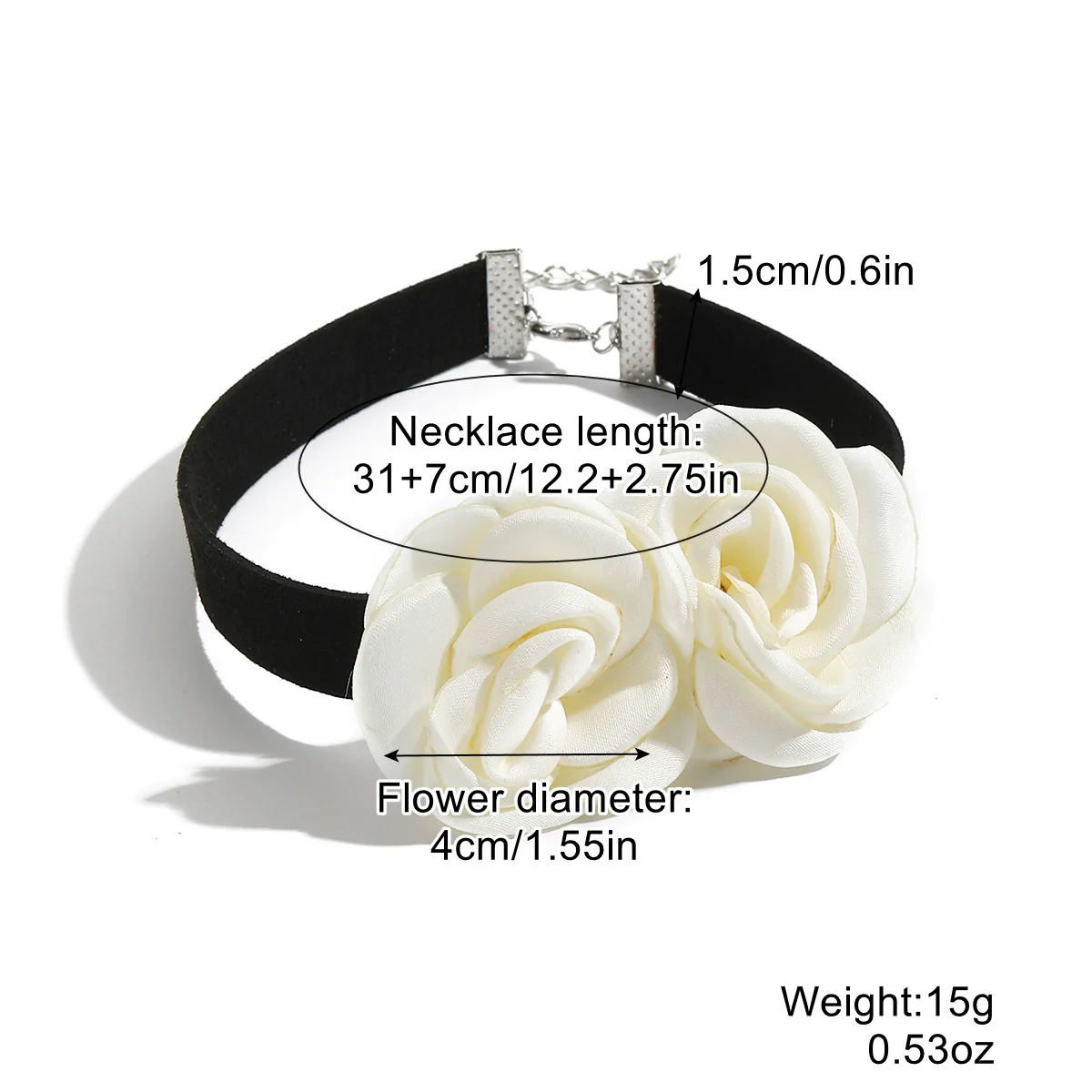 Fabric Flower Lace Ghost Flower Necklace With Geometric Design For Women - Image 5