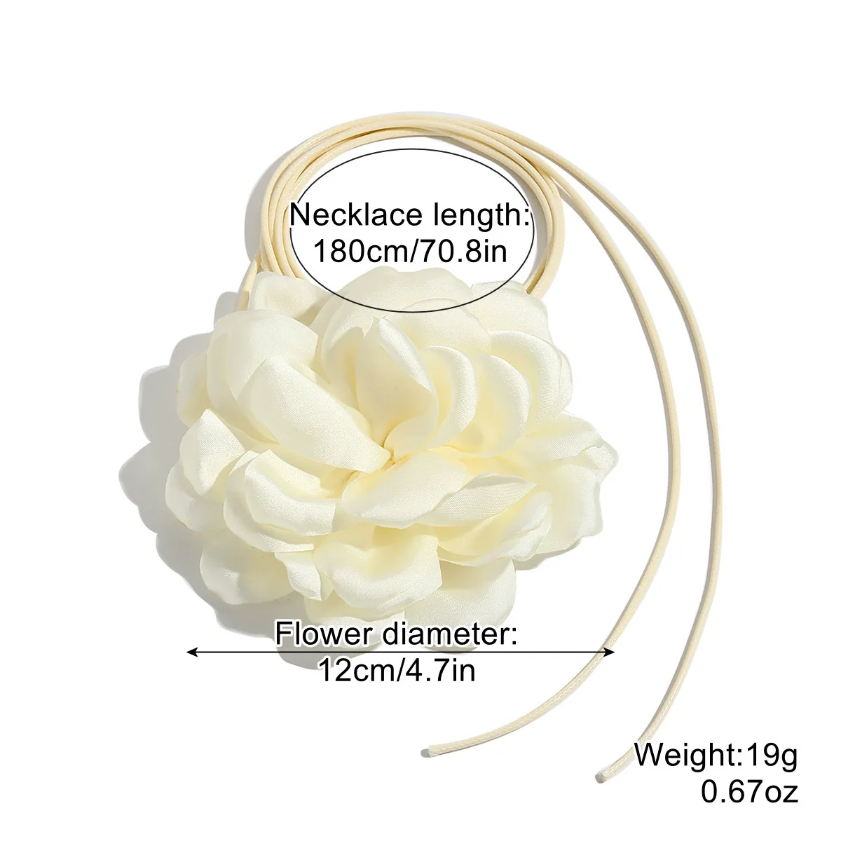 Fabric Flower Lace Ghost Flower Necklace With Geometric Design For Women - Image 7