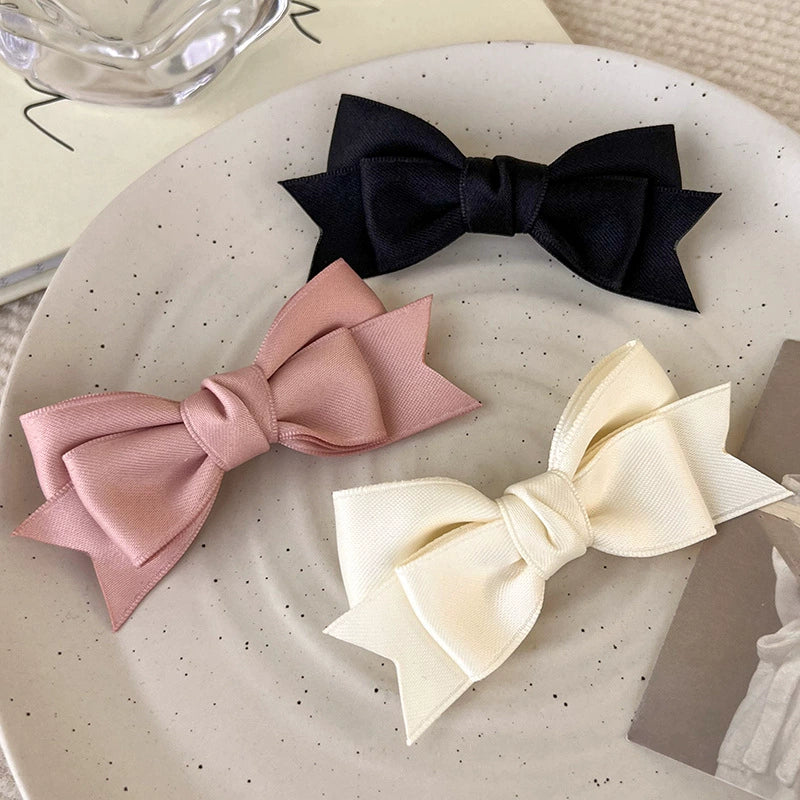 Fabric Handmade Lovely Women's Satin Bow Duckbill Hair Clip Hair Accessories - Image 3