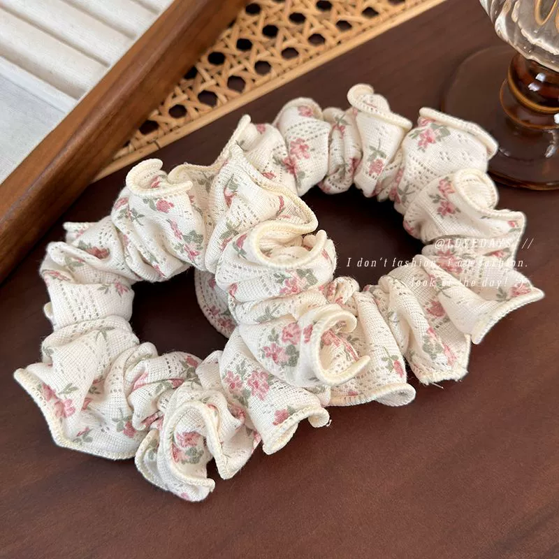 Fabric Knitted Floral Hair Ring And Hair Rope Headdress