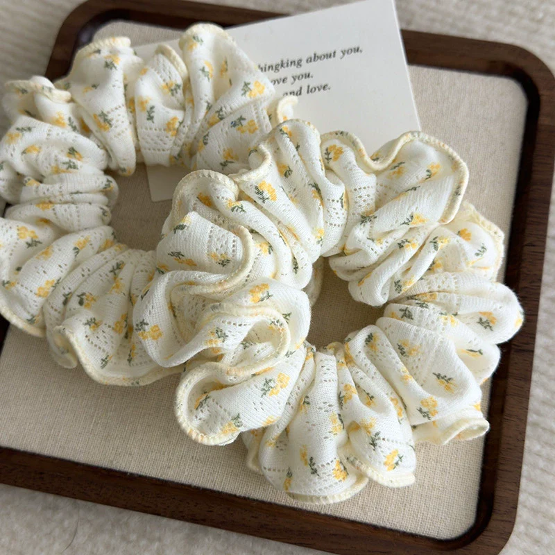 Fabric Knitted Floral Hair Ring And Hair Rope Headdress - Image 4