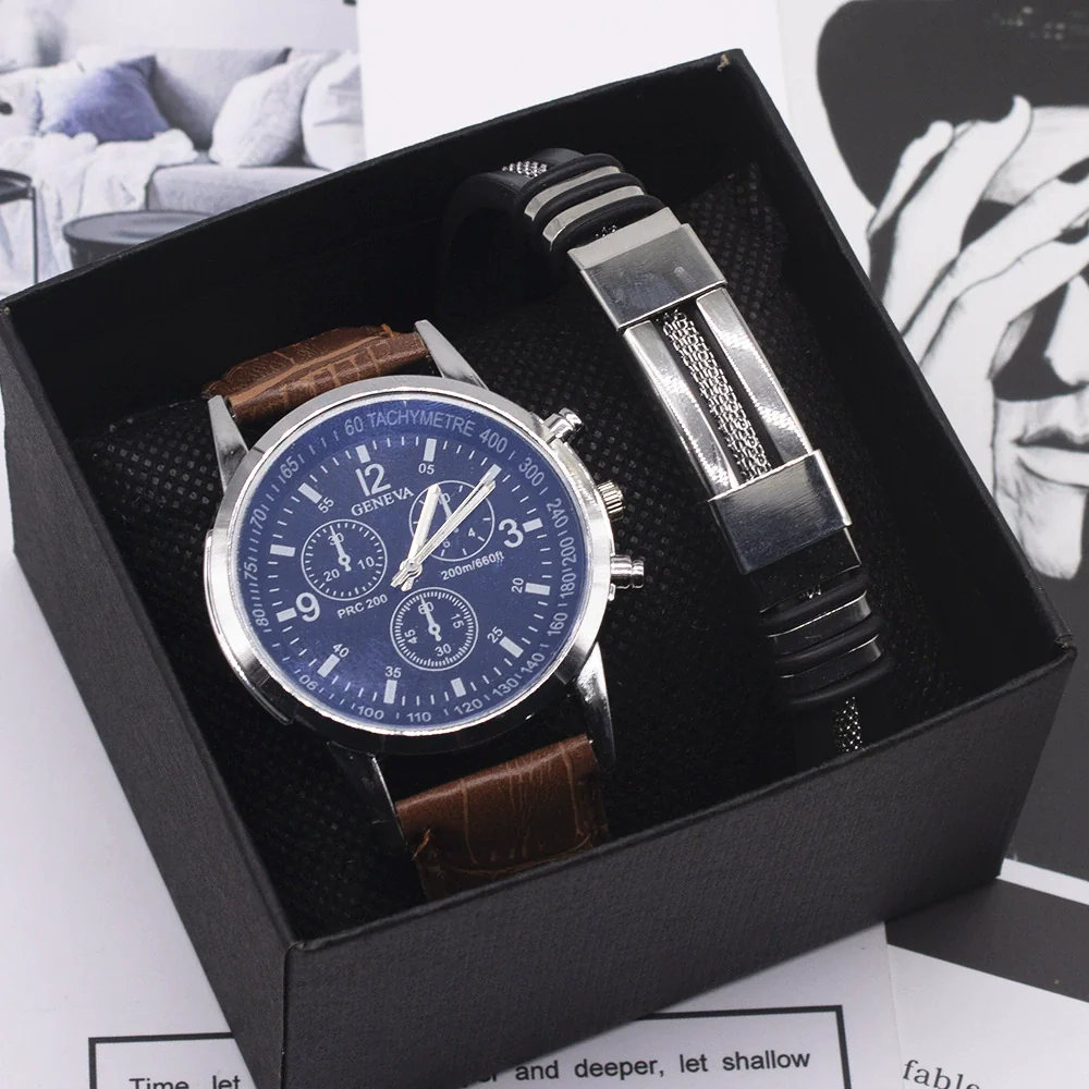 Fashion Alloy And Ordinary Glass Men's Round Dial Blue Light Wrist Watch With Horseshoe Buckle And Onion Crown
