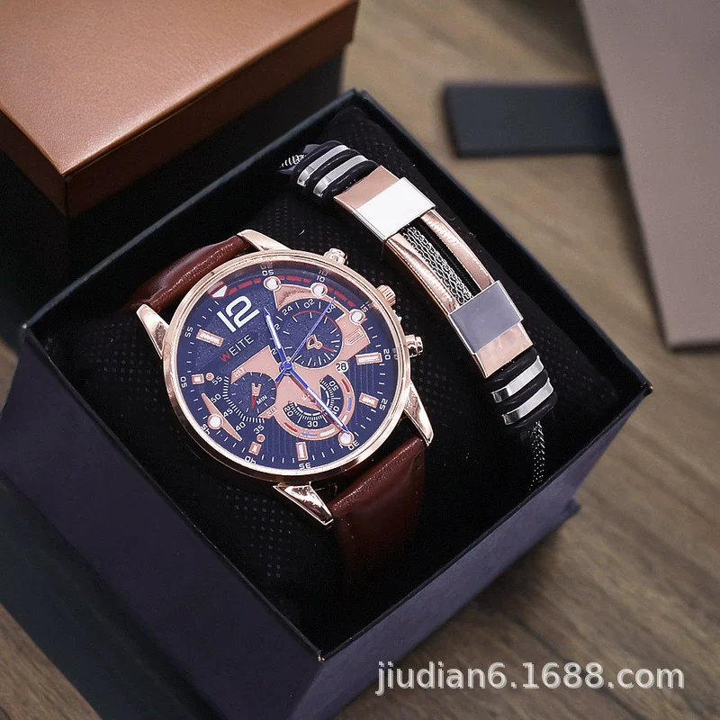 Fashion Alloy And Ordinary Glass Men's Round Dial Blue Light Wrist Watch With Horseshoe Buckle And Onion Crown - Image 14